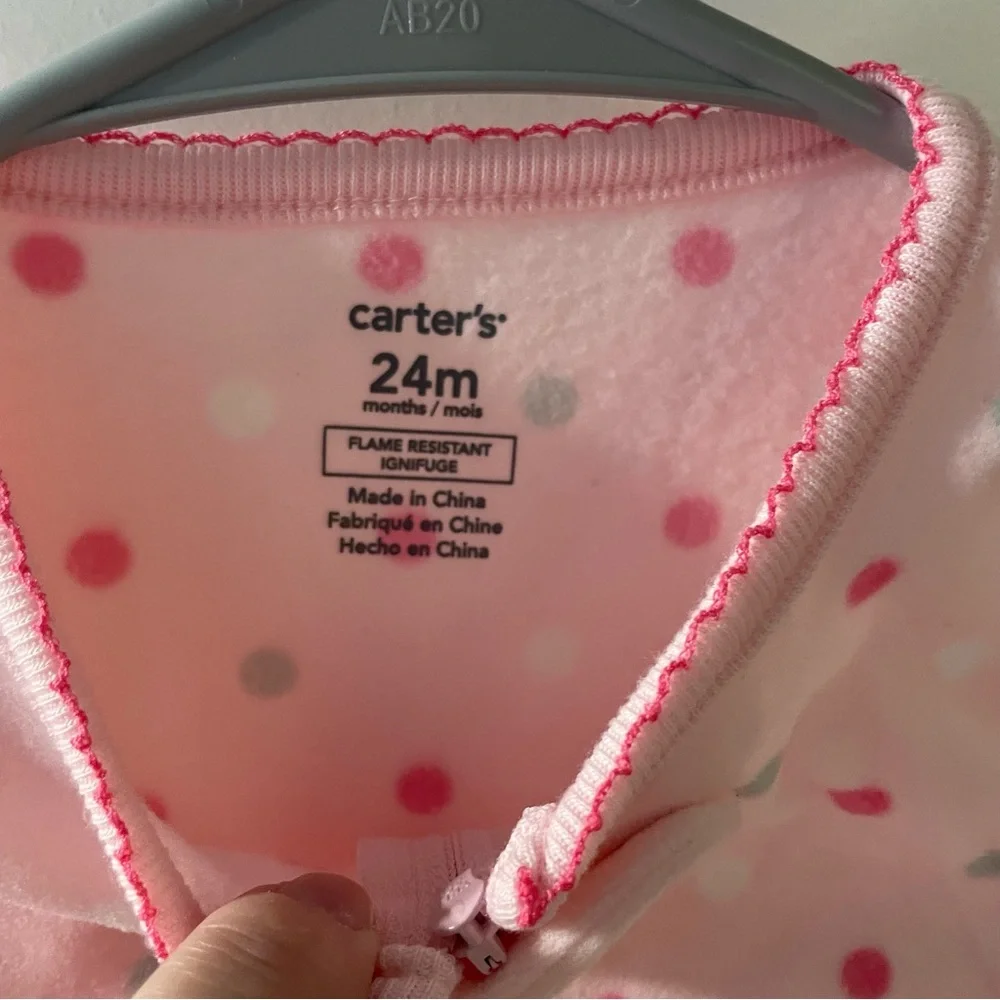 Carter's Pink Polka Dot Footed Pajamas with Penguin